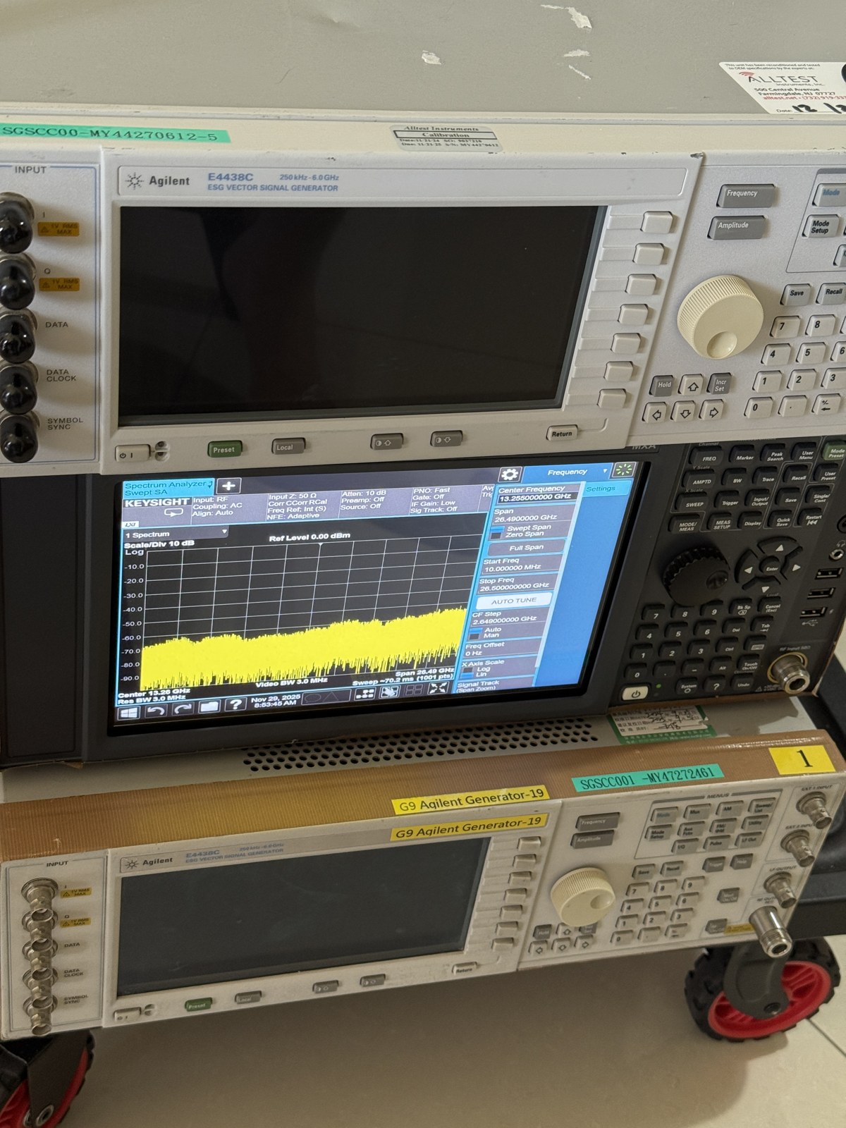 E4438C ESG 訊號產生器與 Keysight MXA 頻譜分析儀